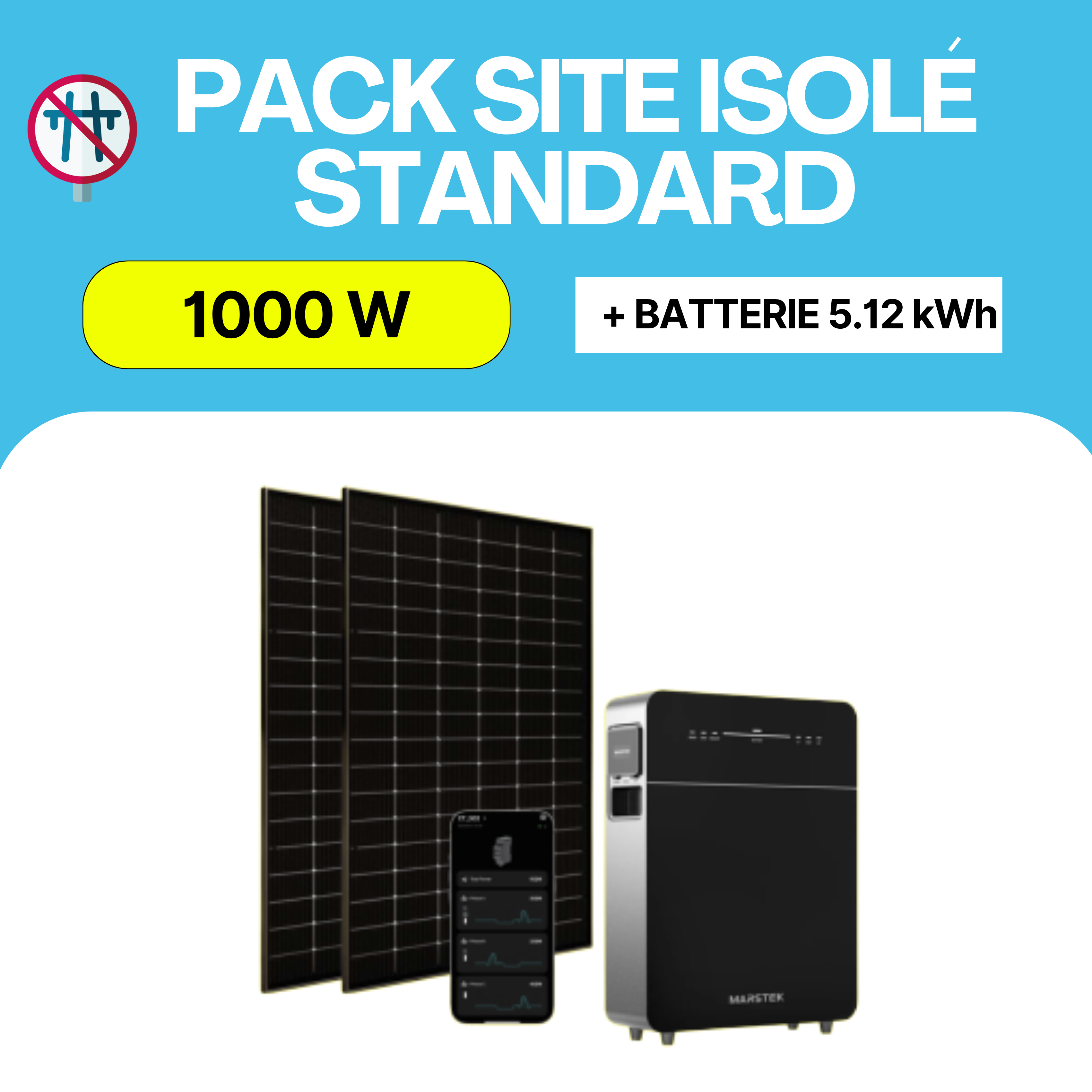 Pack Site Isolé Standard | 1000 Wc – HEOL x Marstek 5.12kWh Sunadom
